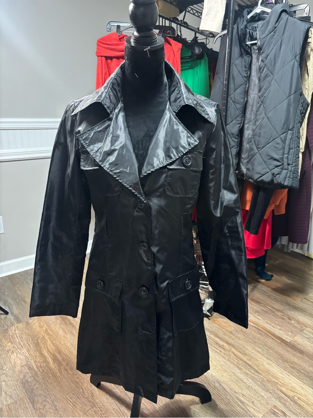 Classic Black Women's Tailored Trench Blazer